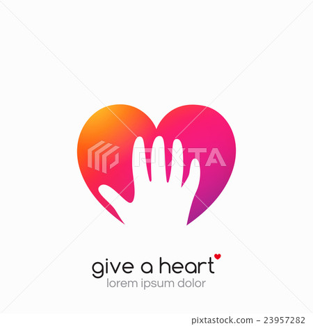 Hands holding heart symbol, abstract gradient Hands holding heart symbol, abstract gradient 23957282