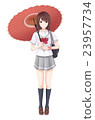 學校女孩與遮陽傘 23957734