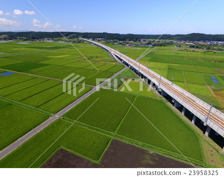 Shinkansen railway tracks the countryside Shinkansen railway tracks the countryside 23958325