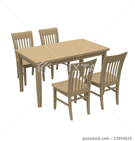 Dining table (desk) and chair (desk) 3D rendering image of the kitchen of the family group image 23959020