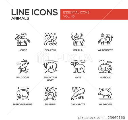 Animals - line design icons set 23960160