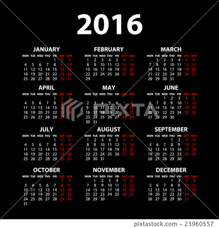 2016 calendar in the style of colorful card  23960557