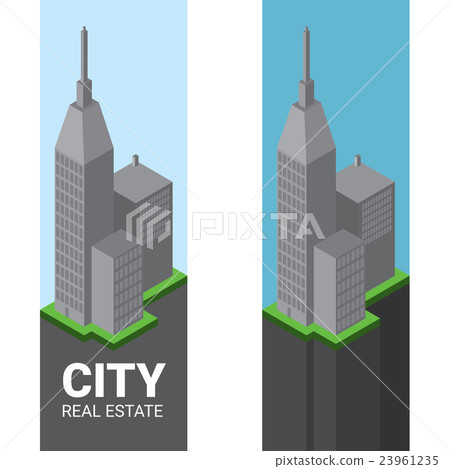 real estate vector logo isometric. office tower 23961235