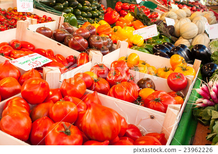 colorful fresh vegetables market in France colorful fresh vegetables market in France 23962226