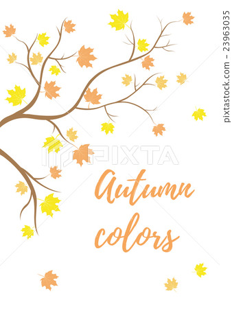 Autumn branch with falling leaves Autumn branch with falling leaves 23963035