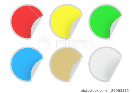 set of colored circle stickers, 3D rendering 23963315