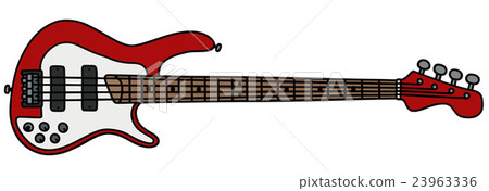 Red electric bass guitar Red electric bass guitar 23963336