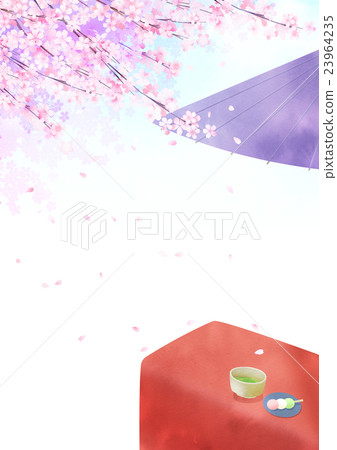 Cherry blossoms and fields 23964235
