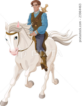 Prince Charming riding on a horse 23964463