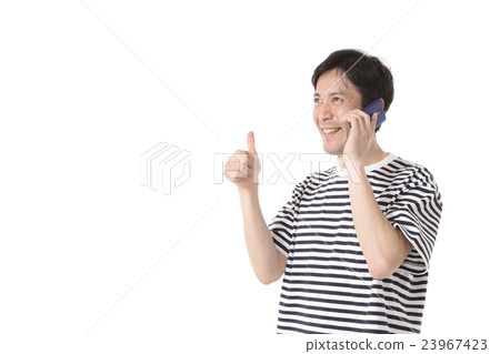 A man talking on a smartphone A man talking on a smartphone 23967423