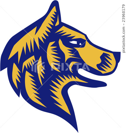 Husky Dog Head Woodcut 23968179