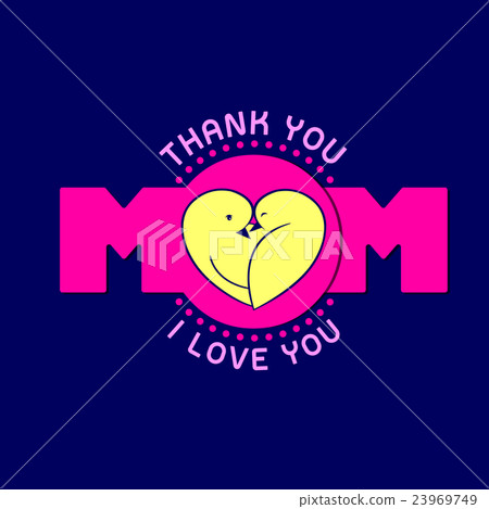 Mom text with birds, logo design. 23969749