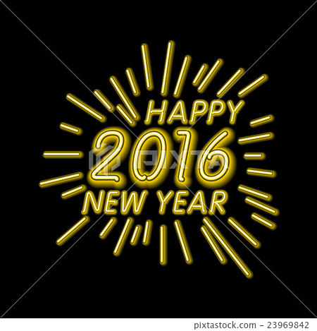 Vector Illustration of 2016 new year Outline neon 23969842