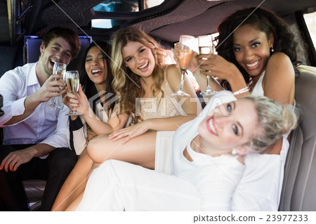 Happy friends drinking champagne 23977233