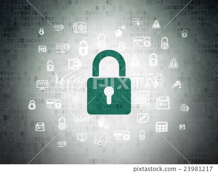 Protection concept: Closed Padlock on Digital Data Protection concept: Closed Padlock on Digital Data 23981217