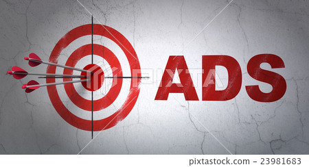 Marketing concept: target and Ads on wall 23981683