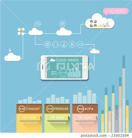 Cloud services mobile flat web infographic - Stock Illustration ...