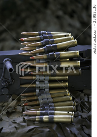 Close Up of Ammunition on Machine Gun Close Up of Ammunition on Machine Gun 23982136