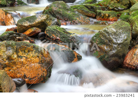 Water running over rocks - long exposure Water running over rocks - long exposure 23983241