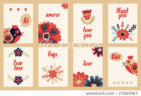 Hand drawn vintage floral card collection 23984063