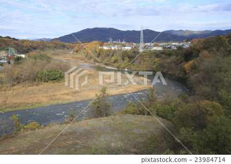 View from autumn Chichibu Harp Bridge 23984714