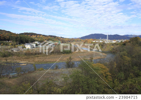 View from autumn Chichibu Harp Bridge 23984715