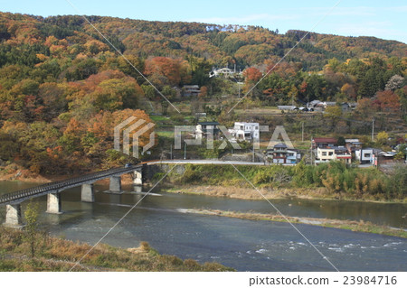 View from autumn Chichibu Harp Bridge 23984716