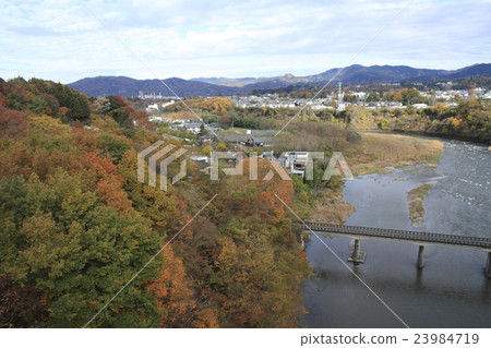 View from autumn Chichibu Harp Bridge 23984719