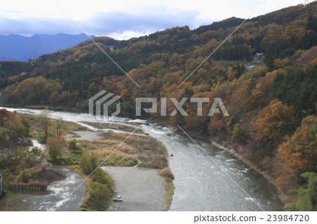 View from autumn Chichibu Harp Bridge 23984720