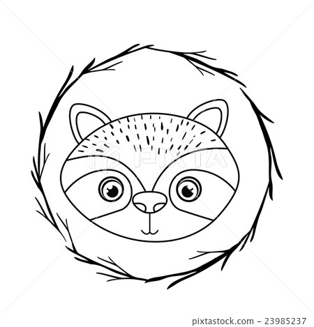 animal drawing within wreath icon 23985237