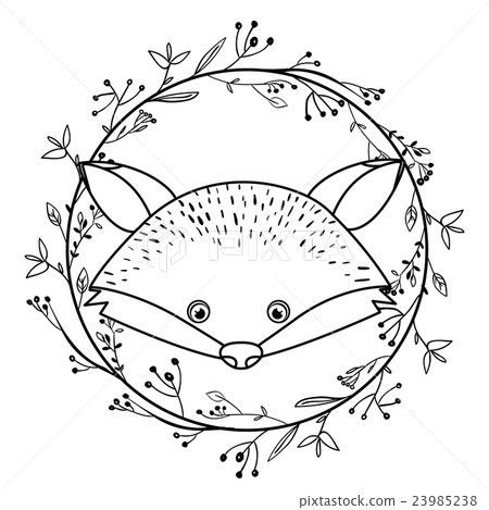 animal drawing within wreath icon animal drawing within wreath icon 23985238