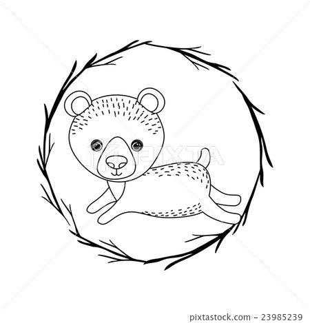 animal drawing within wreath icon 23985239
