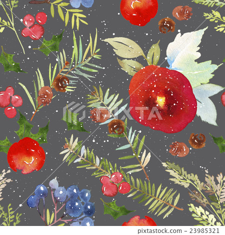 Watercolor seamless Christmas pattern - Stock Illustration [23985321 ...
