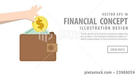 Banner Saving money and spending on wallet vector Banner Saving money and spending on wallet vector 23988059