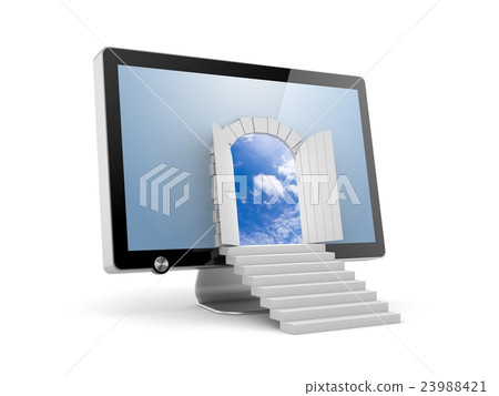 The door to a new virtual reality. 3d illustration The door to a new virtual reality. 3d illustration 23988421