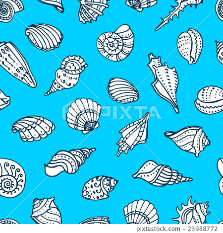 Seamless pattern with seashells 23988772