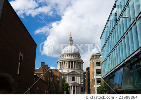 Millennium bridge and St. Paul, London, UK Millennium bridge and St. Paul, London, UK 23989864