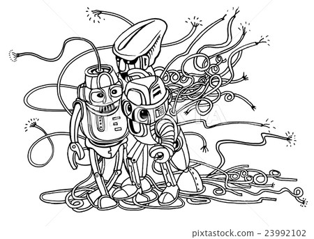 Hand Drawn Vector Illustration of Doodle robot 23992102