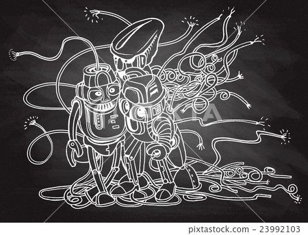 Hand Drawn Vector Illustration of Doodle robot Hand Drawn Vector Illustration of Doodle robot 23992103