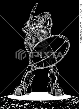 Illustration of a Gladiator Robot with a shield 23992191