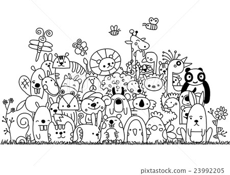 Hand Drawn Vector of Doodle funny animal 23992205