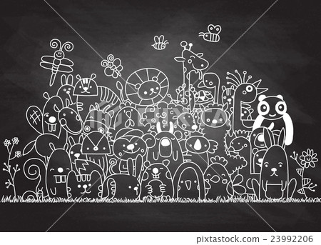 Hand Drawn Vector of Doodle funny animal Hand Drawn Vector of Doodle funny animal 23992206