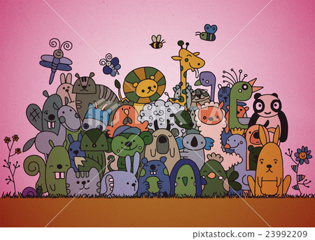 Hand Drawn Vector of Doodle funny animal 23992209