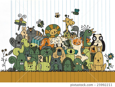 Hand Drawn Vector of Doodle funny animal 23992211
