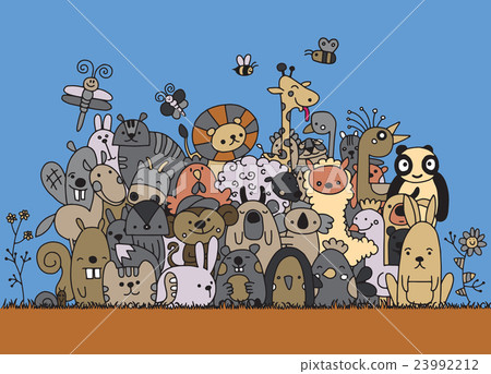 Hand Drawn Vector of Doodle funny animal 23992212