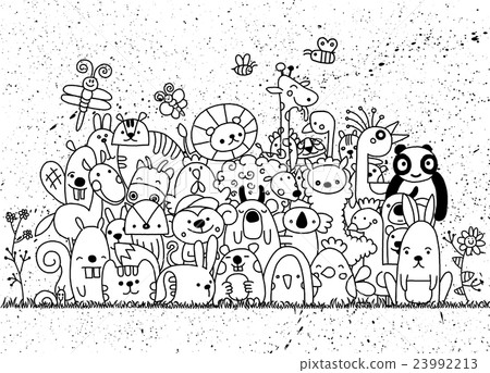 Hand Drawn Vector of Doodle funny animal 23992213