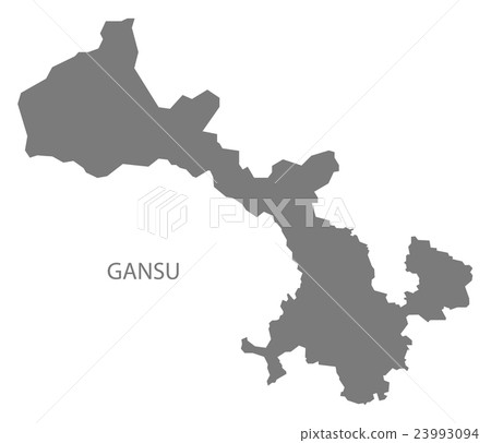 Gansu China Map grey Gansu China Map grey 23993094