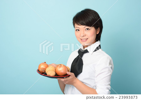 Food industry Curry shop Female employee waitress image Food industry Curry shop Female employee waitress image 23993873
