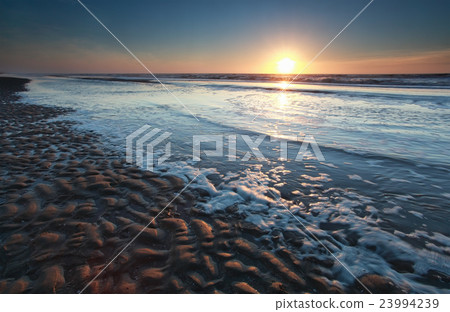 sunset on North sea beach 23994239