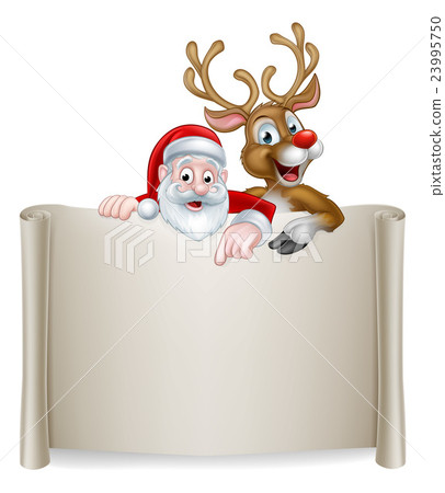 Christmas Santa Reindeer Scroll Background 23995750